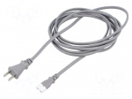Cable | 2x0.75mm2 | IEC C7 female,JIS 8303 plug | PVC | 3m | grey | 7A