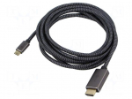 Cable | HDMI plug,USB C plug | textile | HDMI 2.0,USB 3.1 | 3m