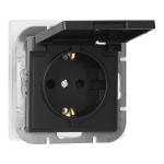 Uued tooted // Gniazdo pojedyncze p/t 2P+Z Schuko bryzgoszczelne z klapką Pearl, 16A, 250V, PT-17PH, czarny