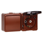 Uued tooted // Gniazdo  pojedyncze 2P+Z bryzgood. SCHUKO z klapką dymną + Łącznik 1-biegunowy IP44, SMART, brązowy