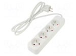 Extension lead | 3x1mm2 | 1.5m | rubber | white | Sockets no: 4 | 10A
