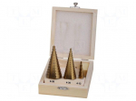 Drill set | for metal,step | thin tinware,metal,steel | 3pcs.