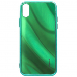Back panel cover Evelatus Apple iPhone X/XS Water Ripple Full Color Electroplating Tempered Glass Case Green