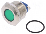 Indicator: LED | flat | 12VDC | 12VAC | Cutout: &Oslash;22mm | screw | brass