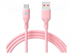 Cable | USB 2.0 | USB A plug,USB C plug | nickel plated | 1m | pink | Cu