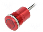 Switch: capacitive | Pos: 2 | SPST-NO | 0.01A/12VDC | IP68 | OFF-ON | red