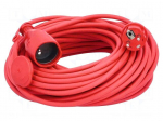 Extension lead | 3G1.5mm2 | 25m | PVC | red | Sockets no: 1 | 16A