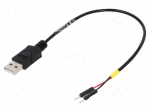 Cable | USB A plug,1pin pin header x2 | 0.2m | black | 22AWG