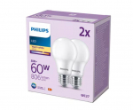 PHILIPS LED 60W A60 E27 Silti balta 2700K matēta 2 gab spuldze 8719514452428 929002306282