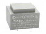 Transformer: encapsulated | 4VA | 230VAC | 24V | 166.6mA | Mounting: PCB
