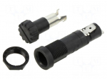 Fuse holder | 10A | 250V | 250VAC | 600VDC | FEU | on panel | black | IP40