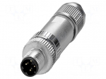 Connector: M12 | plug | PIN: 4 | 48V | straight | IP65 | push-lock | D code