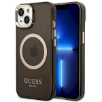 Guess GUHMP14SHTCMK Hardcase Gold Outline Translucent MagSafe for iPhone 14 / 15 / 13 6.1" / black
