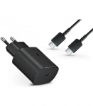 Samsung EP-TA800EBE tīkla lādētājs | 25W | USB-C | ar USB-C uz USB-C vadu komplektā | melns (OEM)