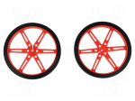 Wheel | red | Shaft: D spring | Pcs: 2 | push-in | &Oslash;: 80mm | Shaft dia: 3mm