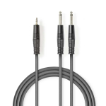 Stereo audio kabelis | 2x 6,35 mm ārējais - 3,5 mm ārējais | 1,5 m | Pelēks