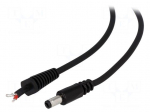 Cable | wires,DC 5,5/2,1 plug | straight | 1mm2 | black | 1.5m