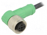 Connection lead | M12 | PIN: 4 | angled | 3m | plug | 250VAC | 4A | -25&divide;90&deg;C
