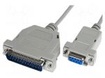 Cable | D-Sub 25pin plug,D-Sub 9pin socket | Len: 3m | snapped-in