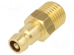 Connector | connector pipe,with valve | max.10bar | brass | Seal: FPM
