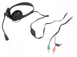 Headphones with microphone | black | Jack 3,5mm x2 | 1.8m | 32&Omega; | 98dB