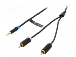 Cable | Jack 3.5mm 3pin plug,RCA plug x2 | 5m | black | &Oslash;cable: 3.5mm