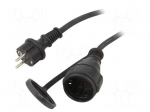 Extension lead | 3x1.5mm2 | 25m | PVC | black | Sockets no: 1 | 10A