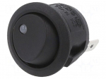 ROCKER | SPST | Pos: 2 | ON-OFF | 20A/14VDC | black | LED | RA | Body: black