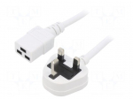 Cable | 3x1.5mm2 | BS 1363 (G) plug,IEC C19 female | PVC | 2m | white