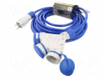 Extension lead | 3x2.5mm2 | 10m | PUR | blue | Sockets no: 3 | 16A