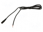Cable | 2x0.5mm2 | wires,DC 5,5/2,1 socket | straight | black | 1.5m
