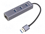 Hub USB | RJ45 socket,USB A socket x3,USB A plug | USB 3.1 Gen 1
