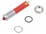 Indicator: LED | prominent | red | &Oslash;6mm | IP67 | Q6 | brass | &Oslash;LED: 3mm | 20mA