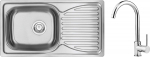 Steel sink with 1-bowl faucet with drainer