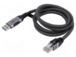 Cable | USB 3.0 | RJ45 plug,USB A plug | nickel plated | 3m | U/FTP | Cu