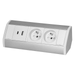 Elektrimaterjalid // Elektrimaterjalide v&auml;ljam&uuml;&uuml;k | Madalate hindade kampaaniad // Gniazdo meblowe 2x2P+Z, 2xUSB (typ A+C; 2,4A), biało-srebrne