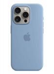 Back panel cover Apple - iPhone 15 Pro Max Silicone Case with MagSafe - Winter Blue
