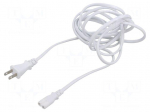 Cable | 2x0.75mm2 | IEC C7 female,JIS 8303 plug | PVC | 3m | white | 7A