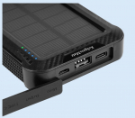 10 000 mAh p&auml;ikesepaneeli toitepank juhtmevaba laadimise, taskulambi ja sisseehitatud kaablitega