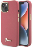 Back panel cover Guess Apple iPhone 15 / 14 / 13 6.1 magenta hardcase Silicone Script Metal Logo Red
