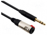 Cable | Jack 6,3mm socket,Jack 6,3mm plug | 1m | black | &Oslash;cable: 6mm