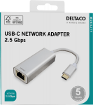 USB-C network adaptor DELTACO, 2,5G, aluminium / USBC-GIGA6