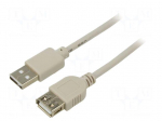 Cable | High Speed,USB 2.0 | USB A socket,USB A plug | 1.8m | grey