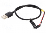 Cable | USB A plug,1pin pin header x2 | 0.3m | black | 22AWG
