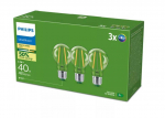 PHILIPS LED stikla 40W A60 E27 2700K caurspīdīga ultra energoefektīva 3 gab spuldze 8720169283862 929003622793
