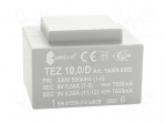Transformer: encapsulated | 10VA | 230VAC | 9V | 9V | 555.5mA | 555.5mA