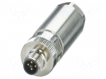 Connector: M12 | plug | PIN: 4 | 63V | straight | IP65 | push-lock | 12A