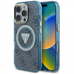 Case Guess IML Metal Glitter 4G Circle Triangle MagSafe for iPhone 16 Pro Max / blue