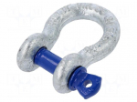 Dee shackle | steel | for rope | zinc | Size: 10mm,3/8"