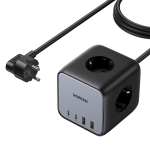UGREEN CD268 DigiNest Extension cord 1.8m 3 sockets with USB charger (2x USB-A max 22.5W, 2x USB-C max 65W) / black